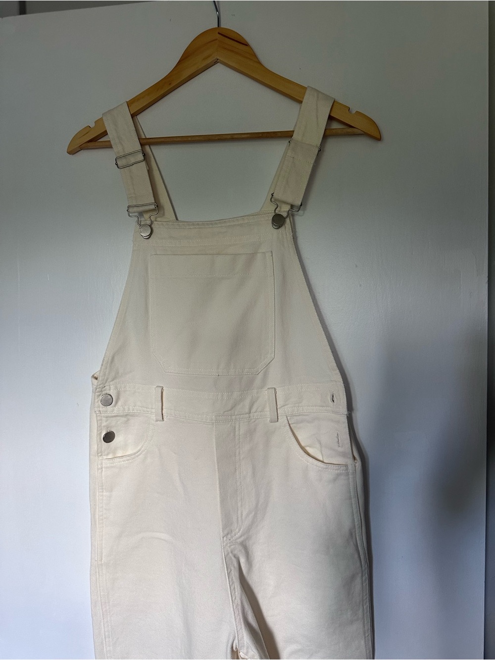 Women's Cream Cotton Utility Overalls